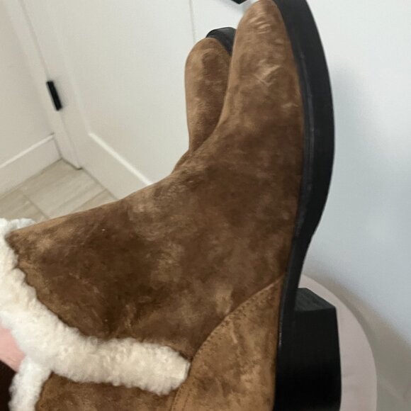 Sigerson Morrison Brown Suede & Sherpa Ankle Booties Size 38 - Picture 6 of 7